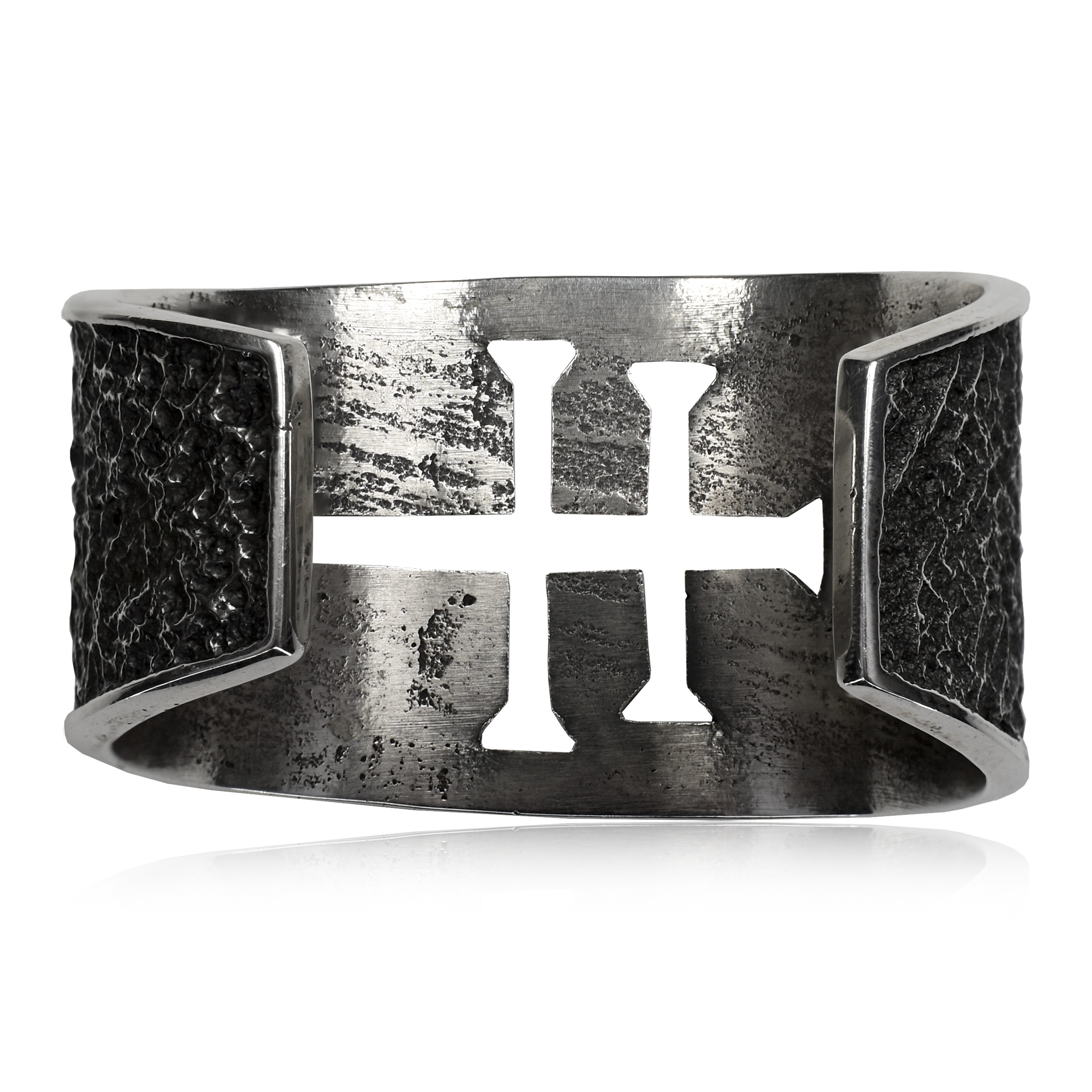 Tufa Cast Dragonfly Cross Sterling Silver Cuff by Aaron Anderson