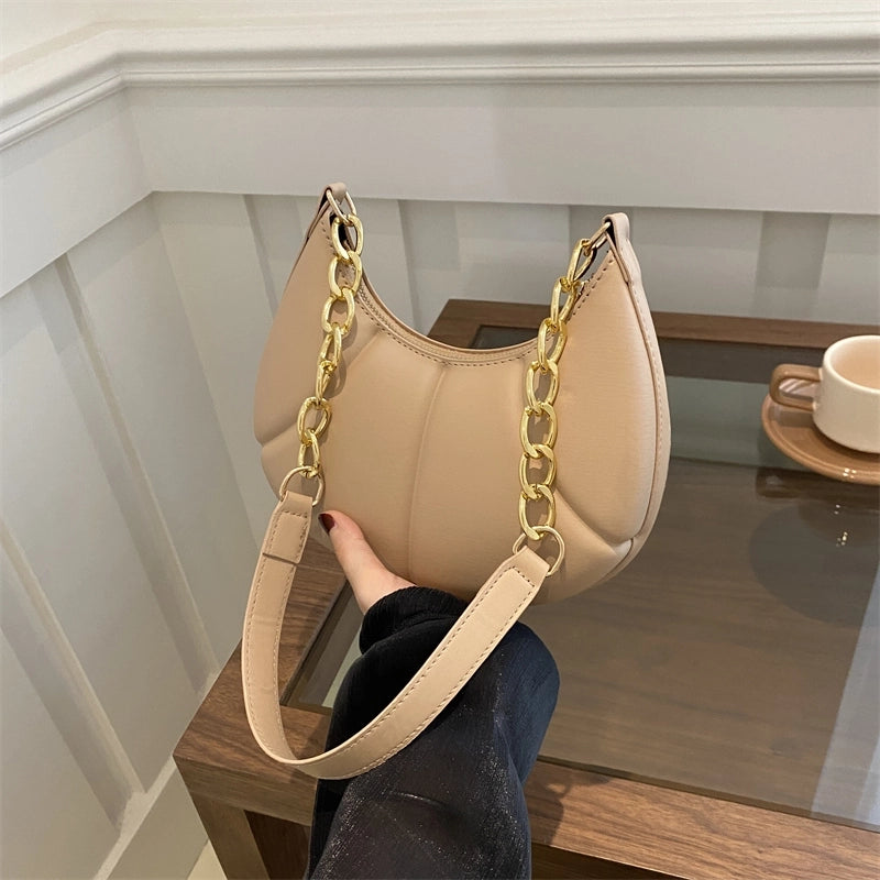 Women's Medium Pu Leather Solid Color Streetwear Zipper Underarm Bag