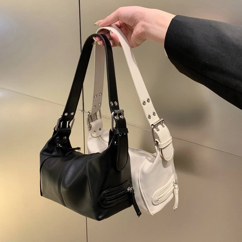 Women's Medium Pu Leather Solid Color Streetwear Zipper Underarm Bag