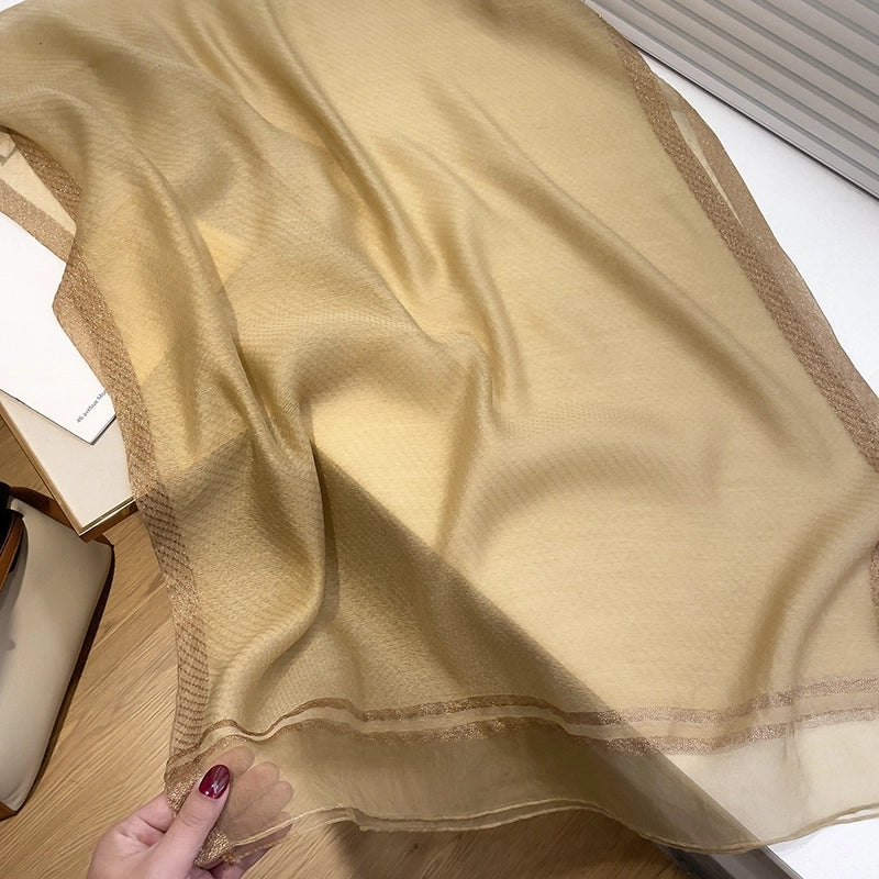 Women's Minimalist Solid Color Silk Fleece Silk Scarf