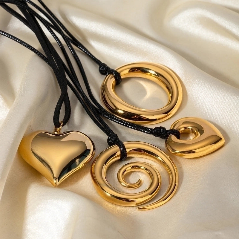 Vacation Minimalist Heart Shape 304 Stainless Steel Zircon 18K Gold Plated Plating Earrings Necklace
