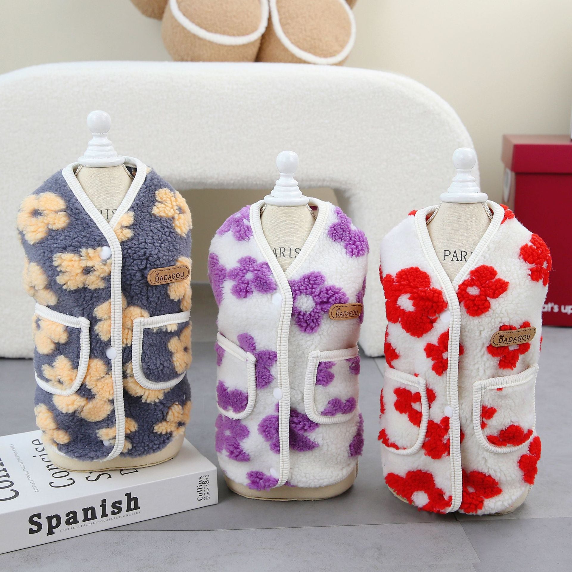Flower Printed Warm Pet Vest