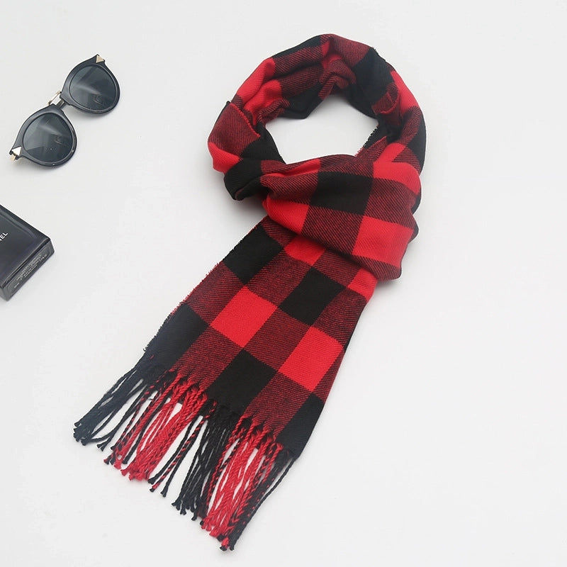 New Couple Plaid Scarf Parent-child Scarf Autumn And Winter Men's And Women's New Cashmere Plaid Color Matching Shawl