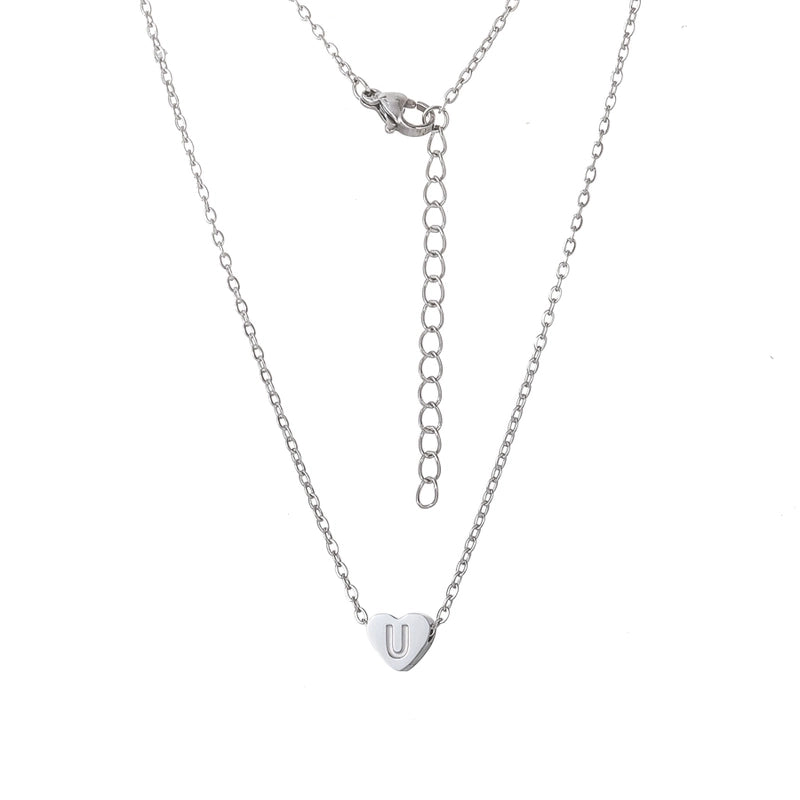Stainless Steel Titanium Steel 18K Gold Plated Minimalist Letter Heart Shape None Pendant Necklace