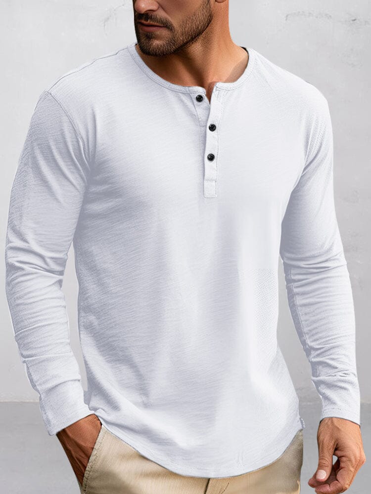 Simple 100% Cotton Henley Shirt