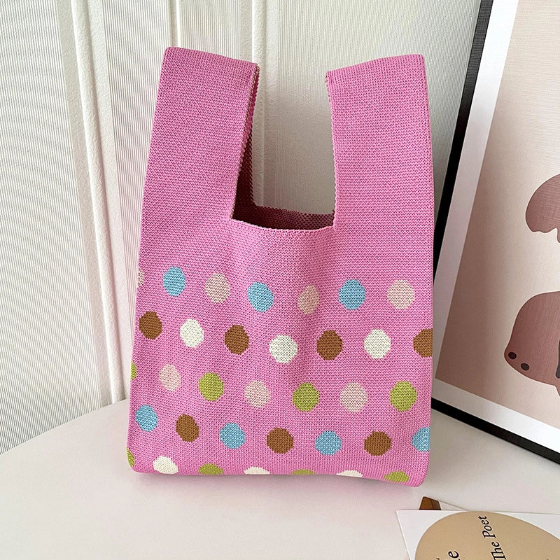 Women's Medium Polyester Polka Dots Vintage Style Square Open Handbag