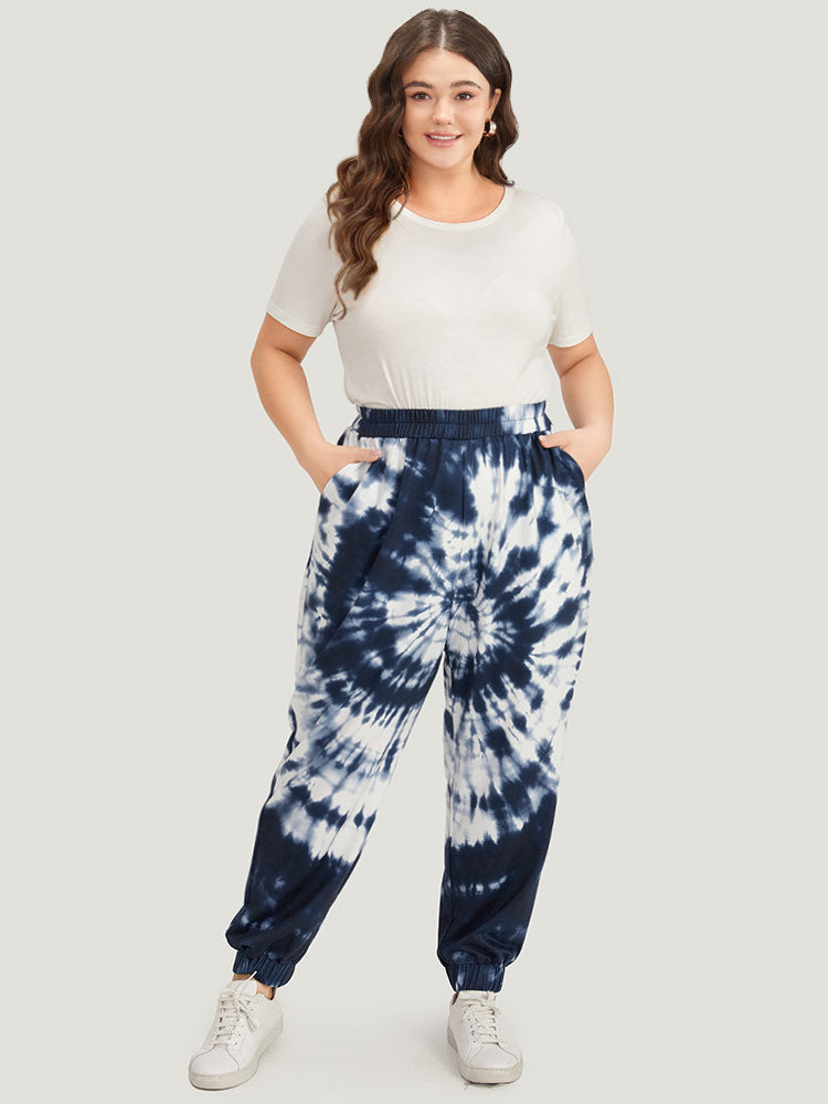 Tie Dye Pocket Elastic Waist Sweatpants