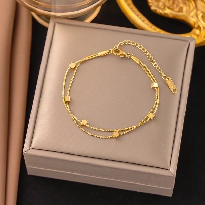 Elegant Basic Streetwear Heart Shape Butterfly Titanium Steel Zircon Bracelets In Bulk