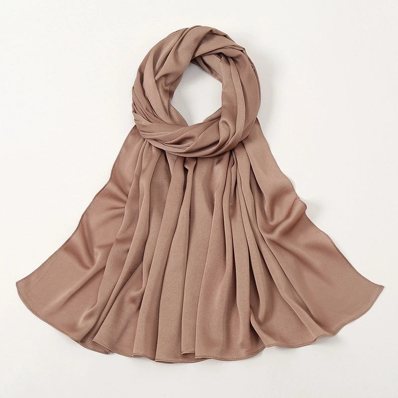 Women's Fashion Solid Color Satin Patchwork Cotton Linen Scarves