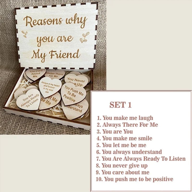 🎁(  49% OFF)🎁Why You Are My Friend Wooden Box and Heart Tokens