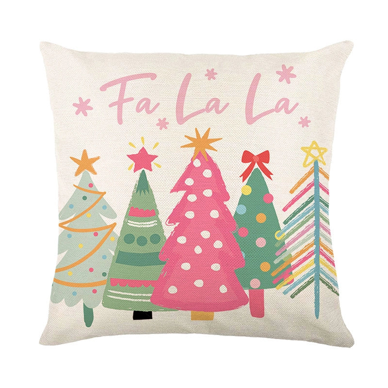 Cute Christmas Tree Snowflake Linen Pillow Cases Couch & Sofa Decor
