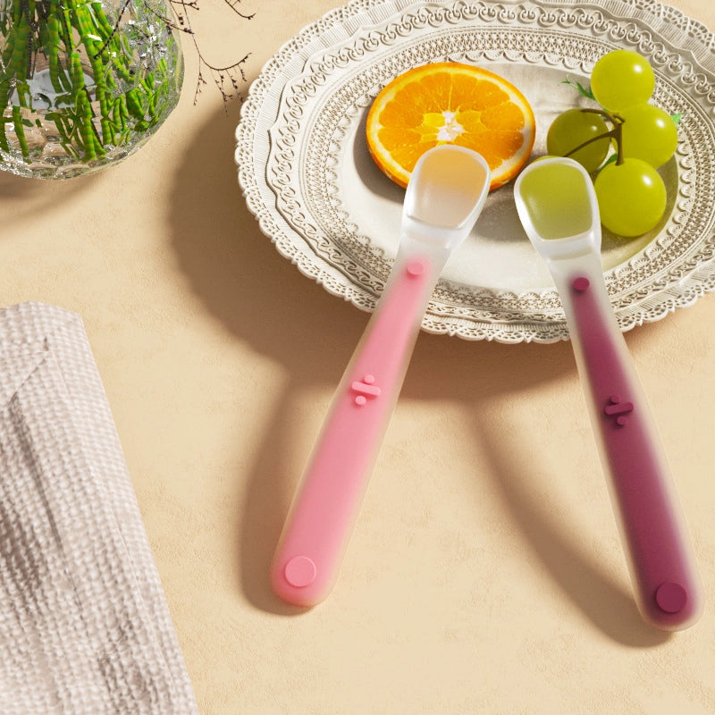 Silicone Spoon Newborn Baby Supplementary Food Spoon Baby Feeding Water Soft Spoon Children's Tableware Training Eating Fruit Mud