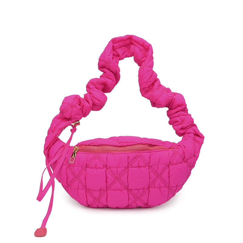 Women's Pu Leather Solid Color Basic Classic Style Cloud Shape Zipper Fanny Pack