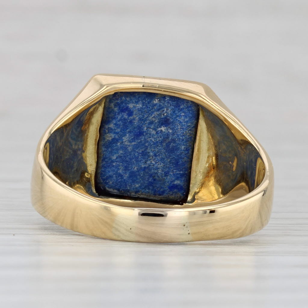 Blue Sodalite Signet Ring 18k Yellow Gold Size 11.25