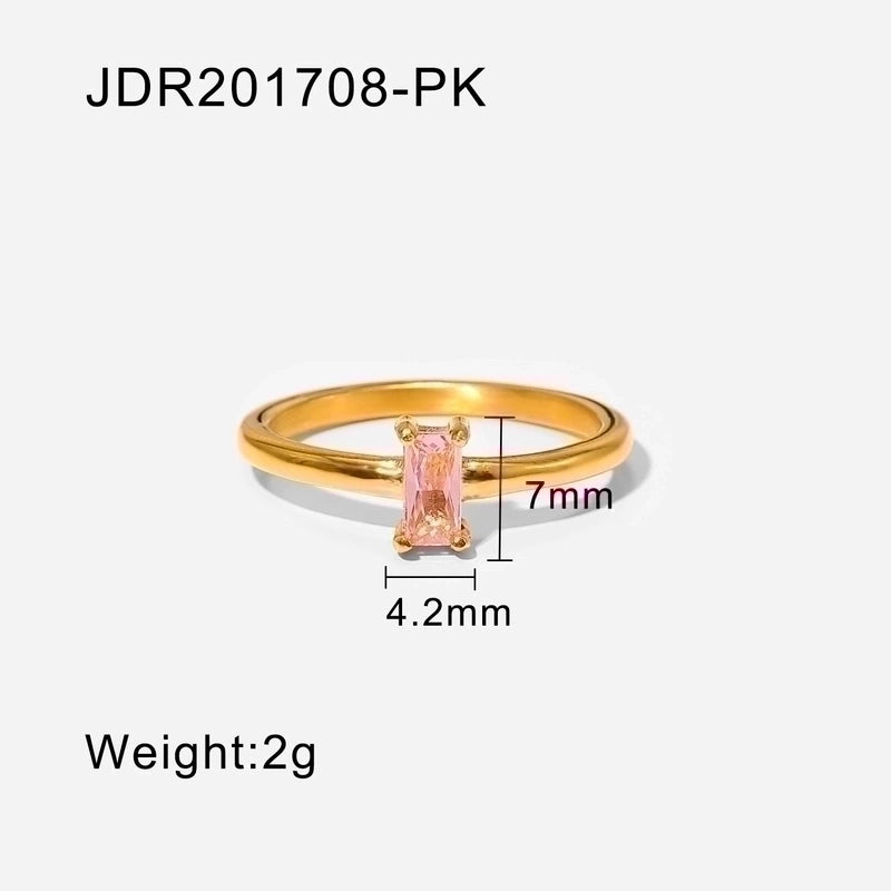 2 Pieces Fashion Geometric 304 Stainless Steel Zircon Plating Rings