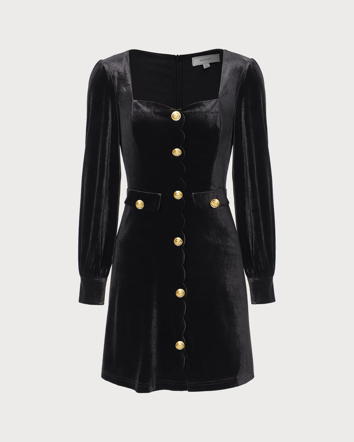 The Black Sweetheart Neck Velvet Mini Dress
