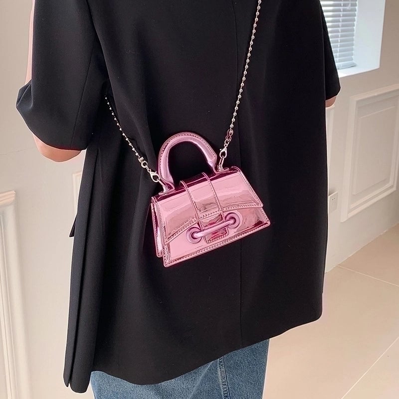 Women's Mini Pu Leather Solid Color Classic Style Magnetic Buckle Handbag