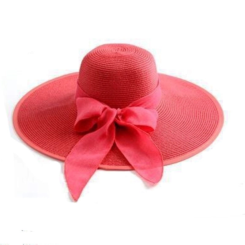 Women's Basic Vacation Pastoral Solid Color Bowknot Big Eaves Sun Hat