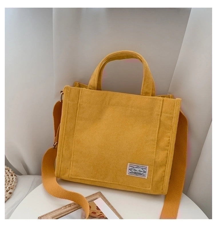 Women's Medium Summer Corduroy Solid Color Basic Square Magnetic Buckle Handbag