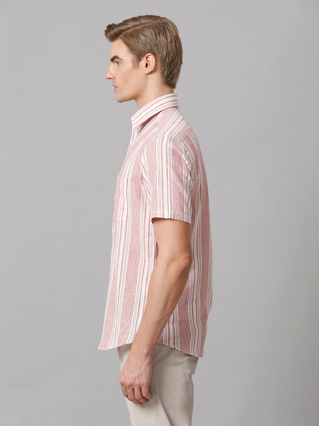 Men Striped Casual Pink Shirt (LUCIE)