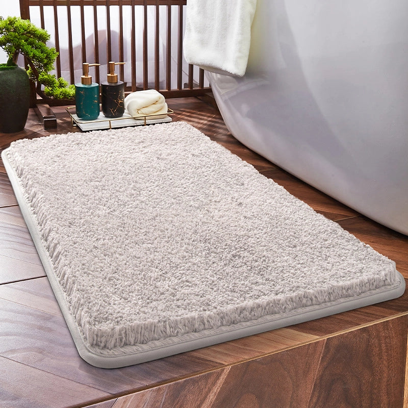 Household Bathroom Door Mat Solid Color Simple Bathroom Absorbent Non-Slip Mat Spot Thickened Fiber Floor Mat