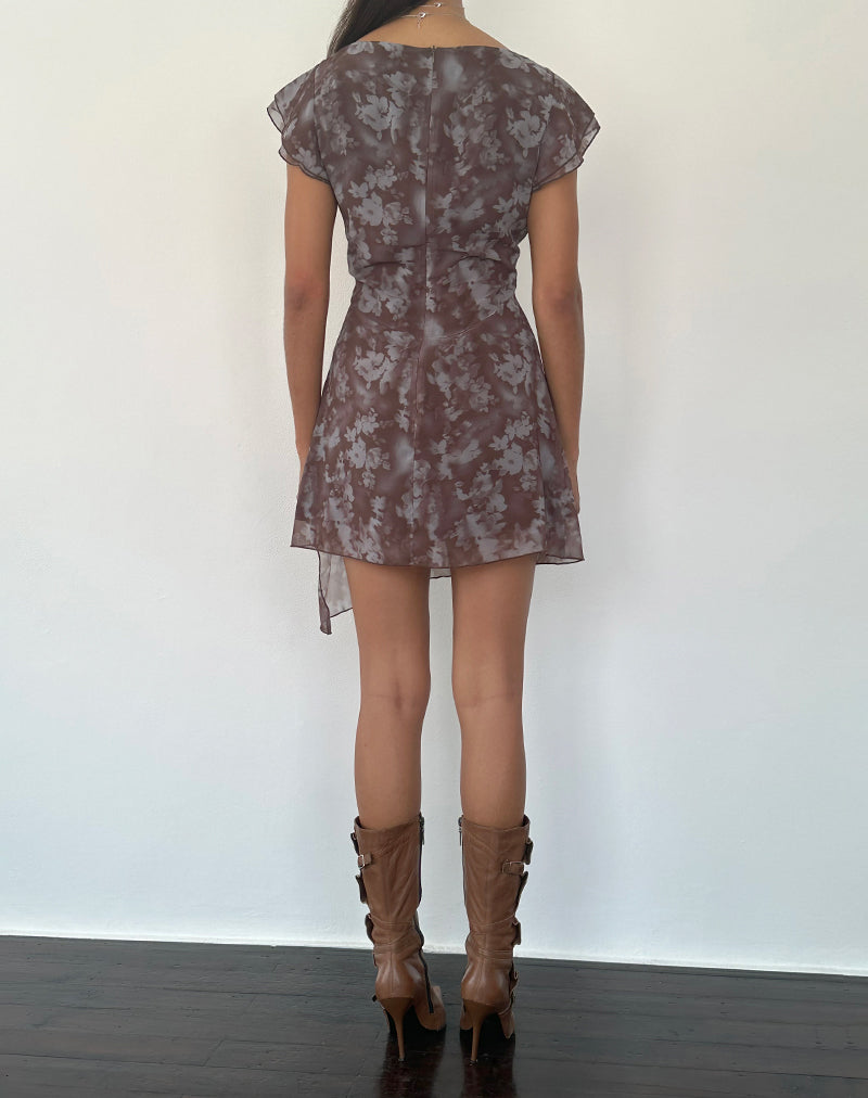 Valencia Mini Dress in Botanical Shadow Brown