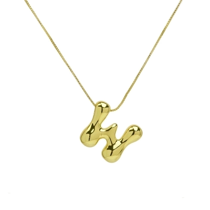 Copper 18K Gold Plated Minimalist Letter Plating Pendant Necklace