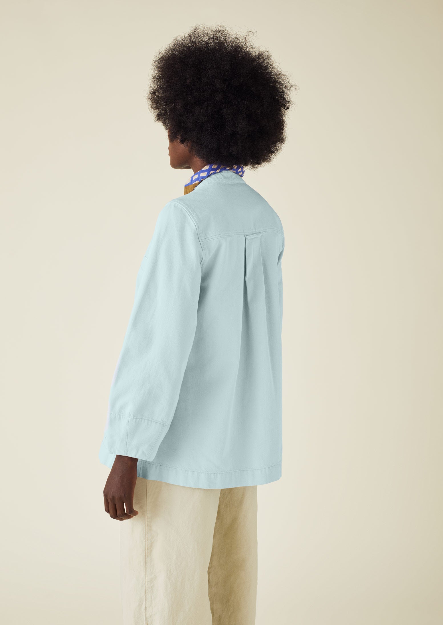 Garment Dyed Lightweight Organic Denim Jacket | Pale Blue