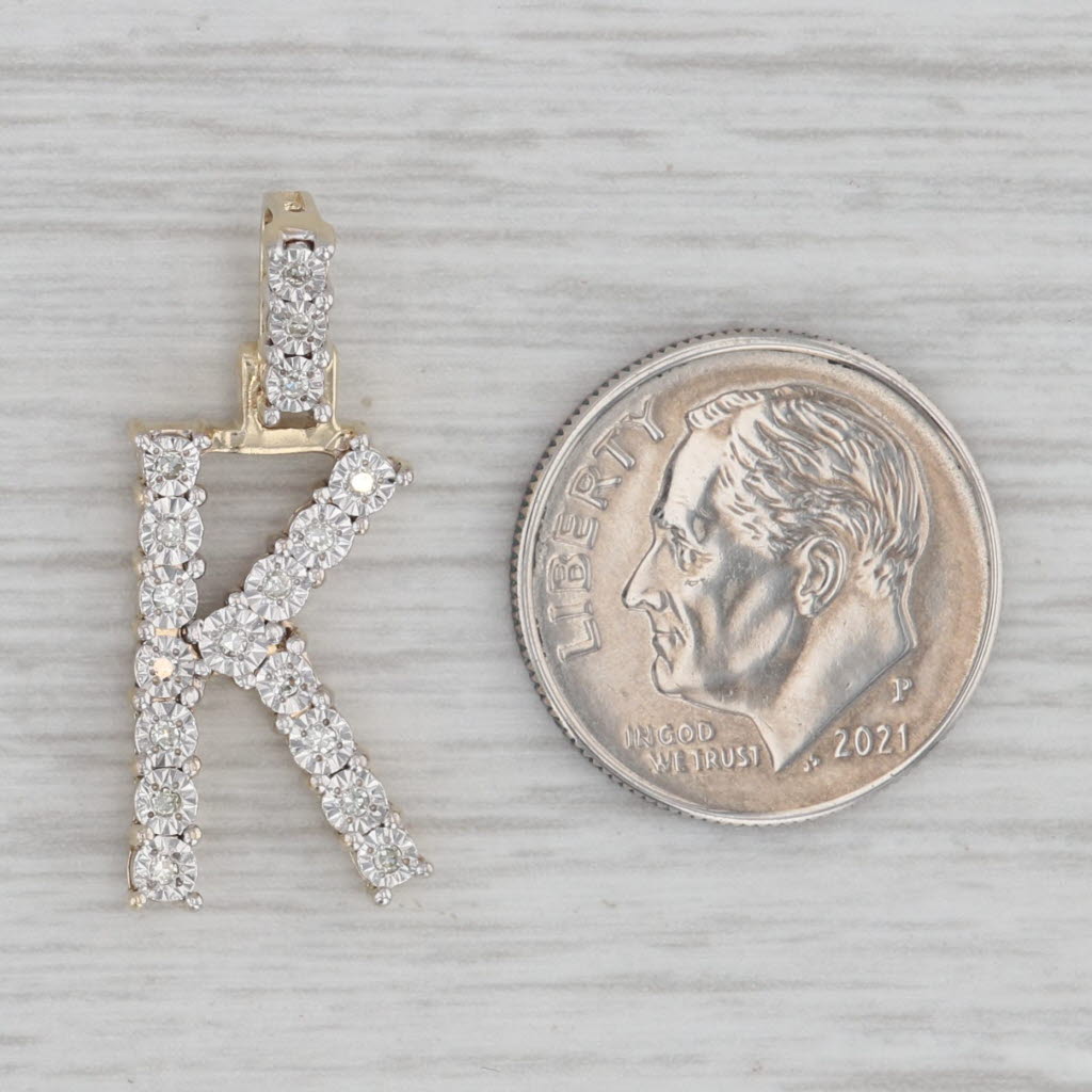 Diamond Letter Initial K Pendant 10k Yellow Gold