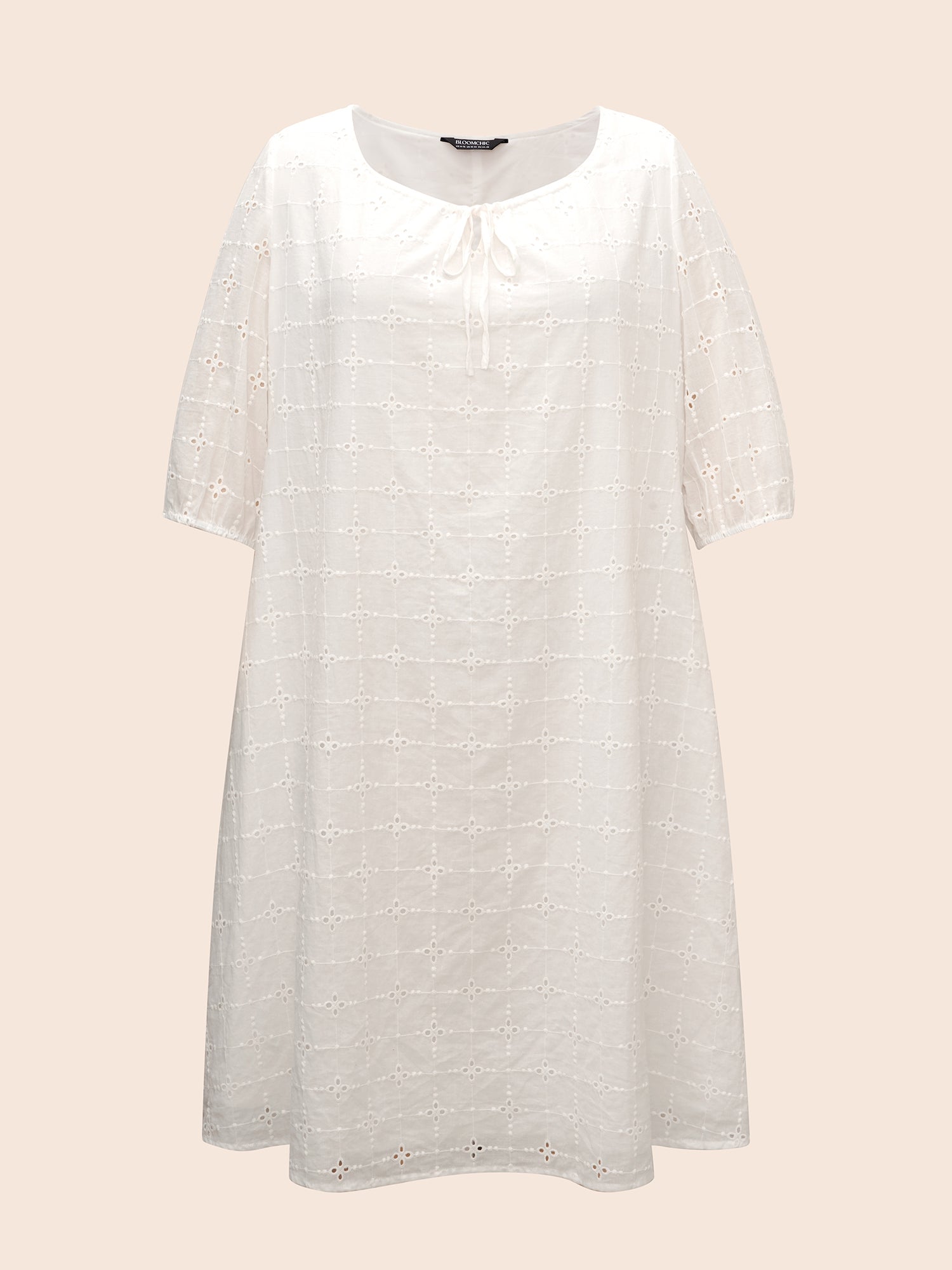 Solid Broderie Anglaise Tie Knot Dress