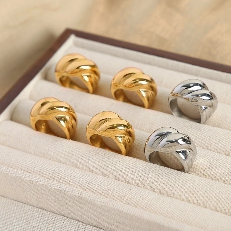 Casual Minimalist Solid Color Titanium Steel 18K Gold Plated Plating Rings