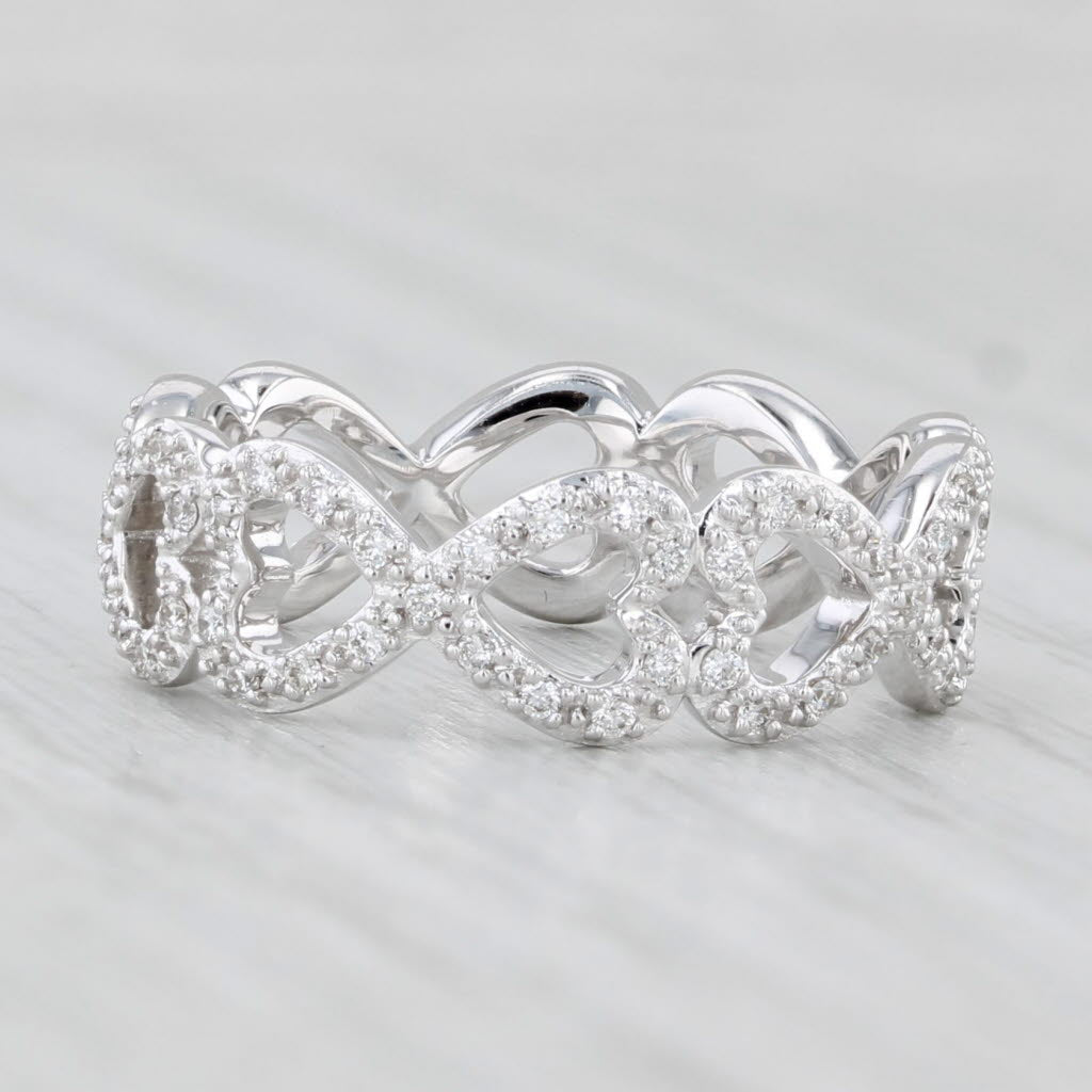 New 0.40ctw Diamond Infinity Hearts Eternity Ring 18k White Gold Size 6 Spark