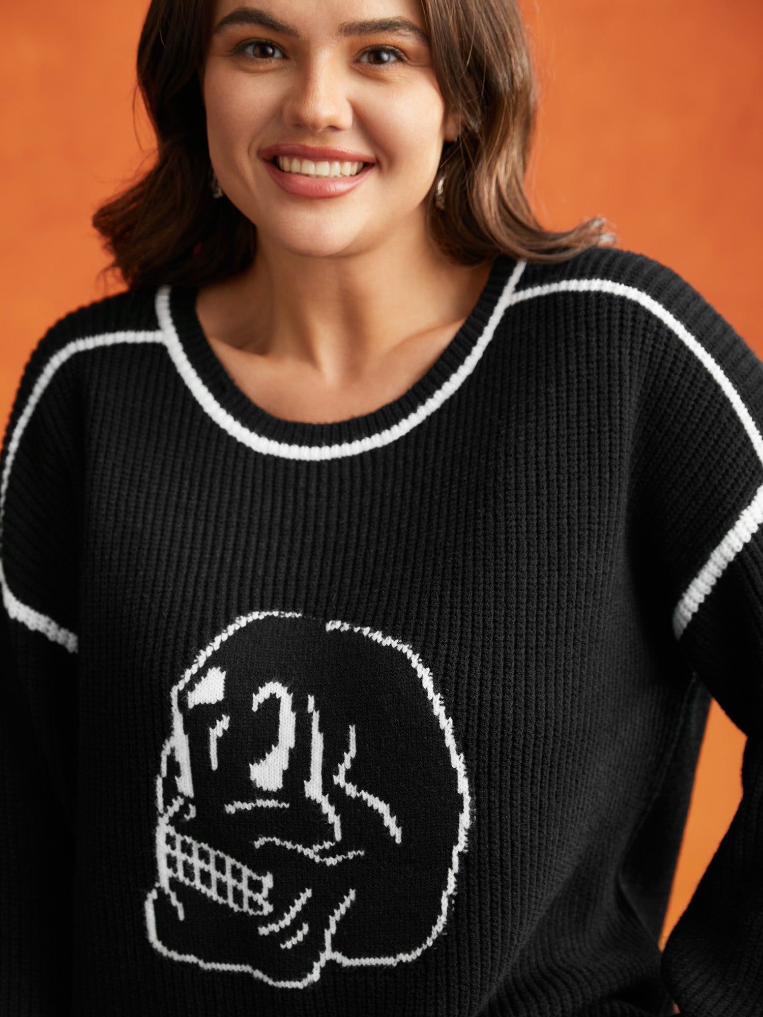 Skull Printed Balloon Sleeves Pullover