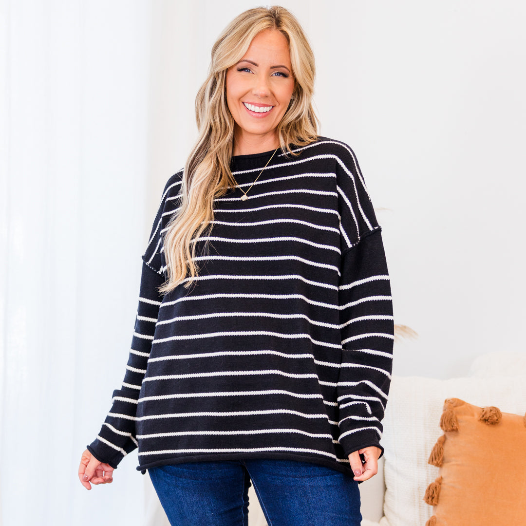 Slumber Party Time Sweater. Black