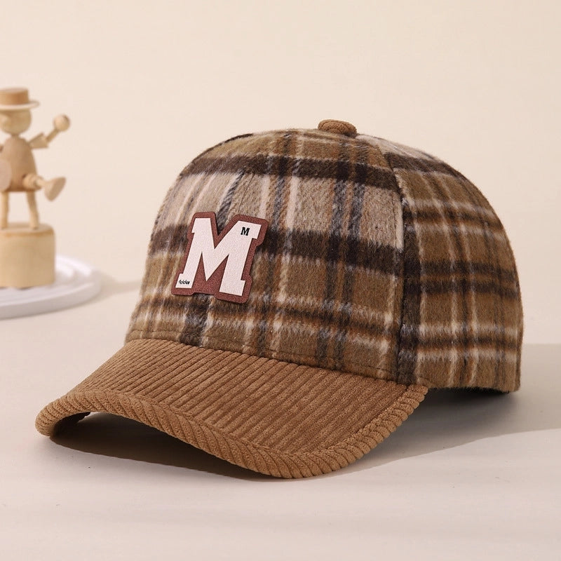 Boy'S Retro Letter Lattice Pom Poms Ivy Cap
