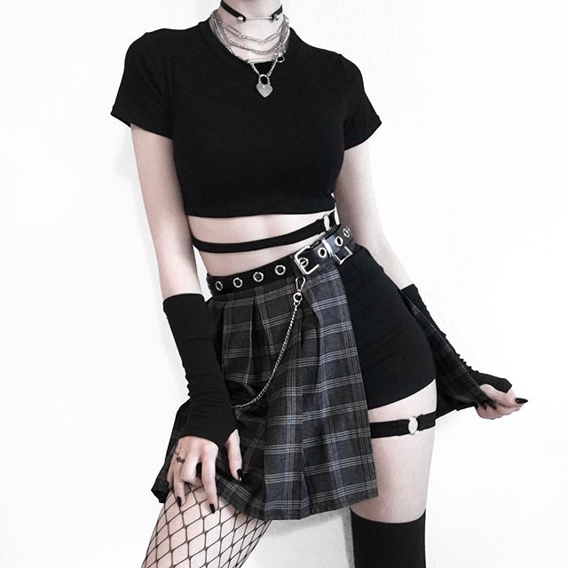 Hip Hop Irregular Stitching Plaid Skirt KF50514