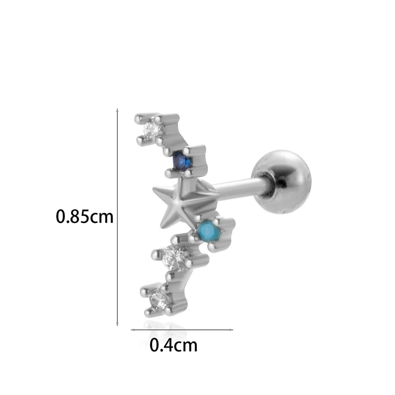 1 Piece Ear Cartilage Rings & Studs Minimalist Classic Style Star Moon Butterfly 316L Stainless Steel  Copper Plating Inlay Zircon