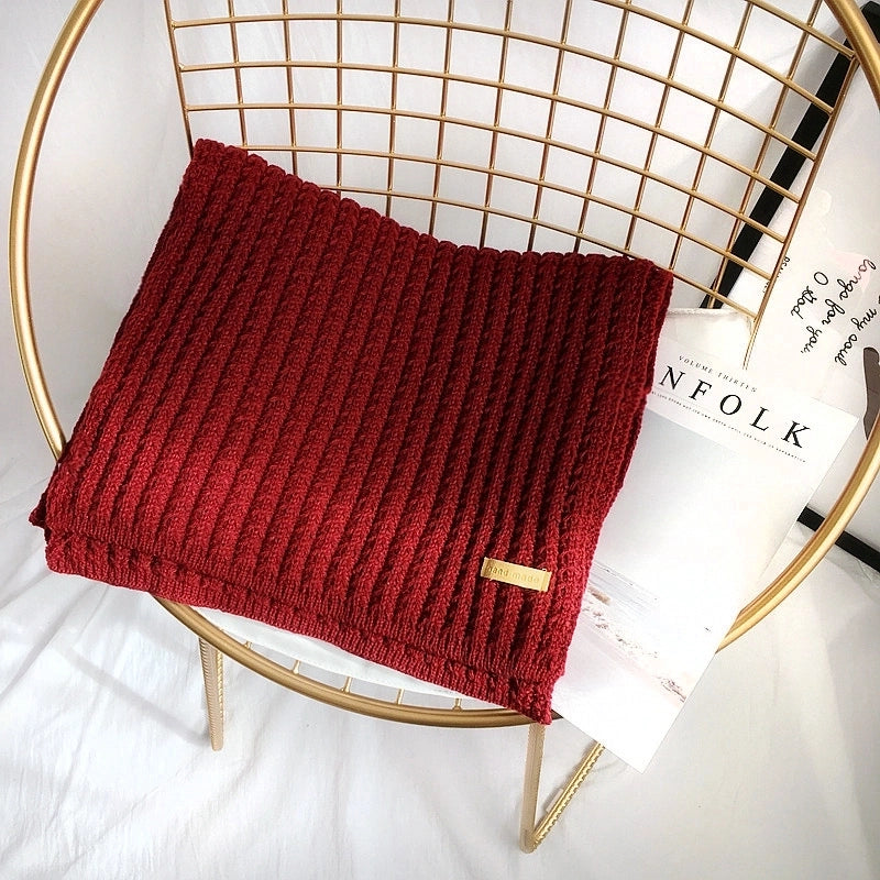 Women's Japanese Style Sweet Solid Color Yarn Scarf