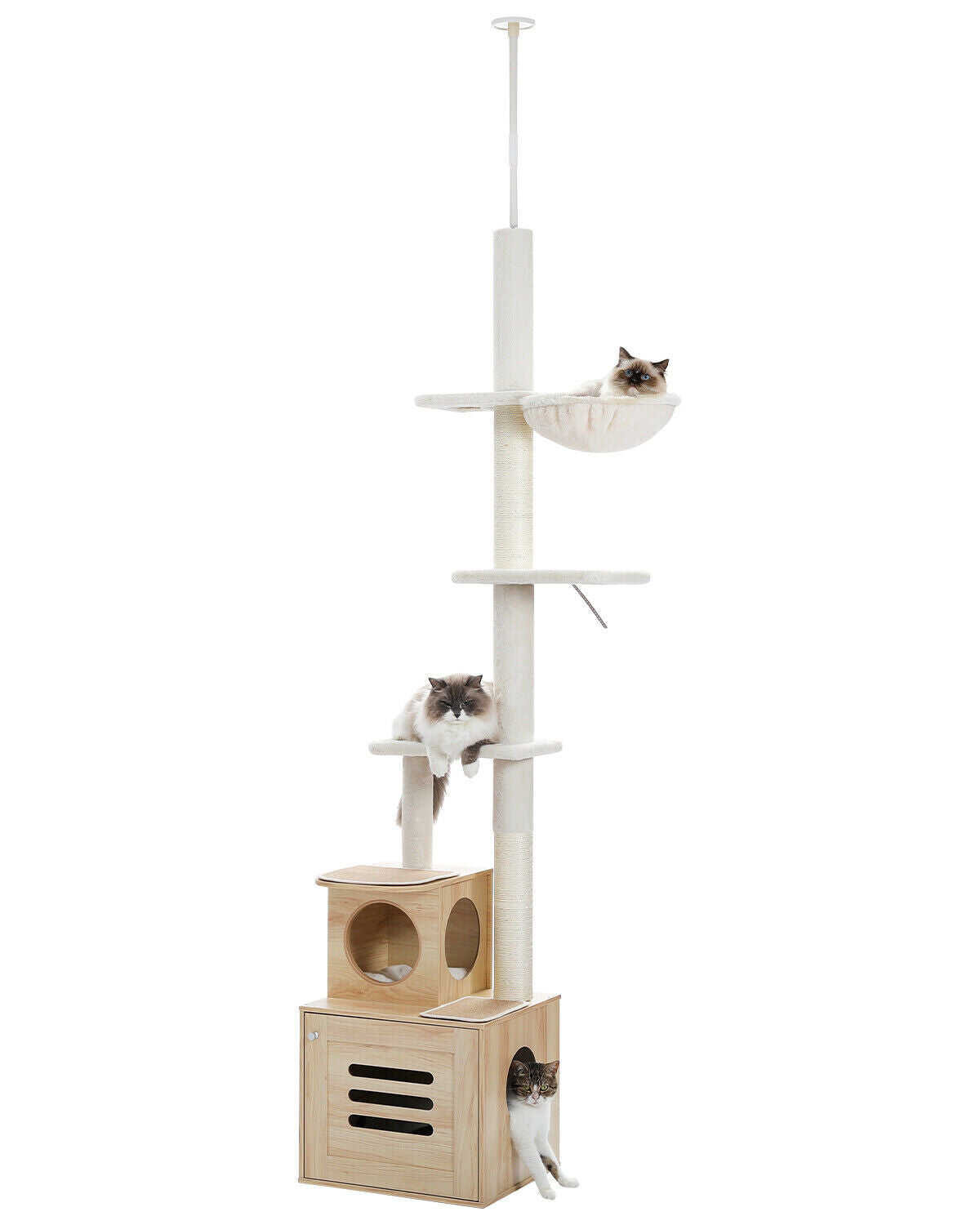 High Ceiling Cat Tree Tower with Cat Litter Box Enclosure wcfret