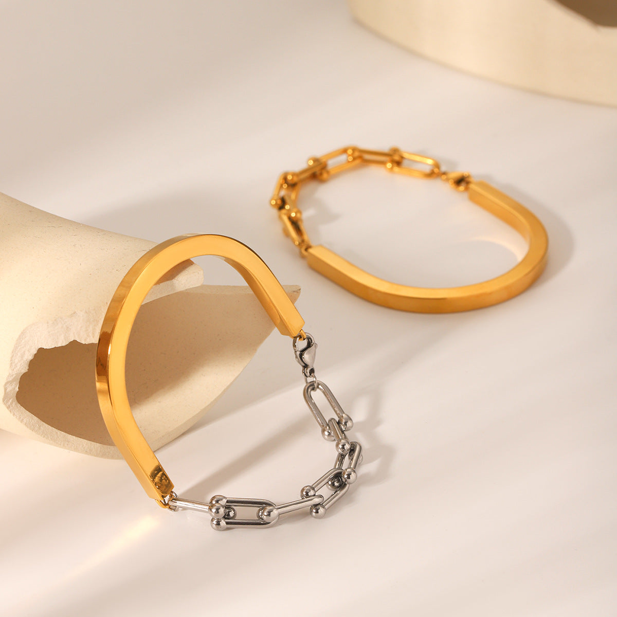 Ins Style Horseshoe Buckle Chain Splicing U-Shaped Buckle Stainless Steel Bracelet Female Titanium Steel Bracelet
