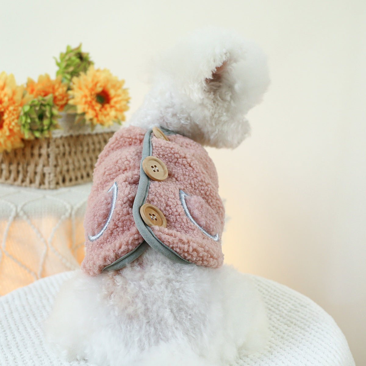 Buttoned Pocket Fleece Dog Jacket Vest