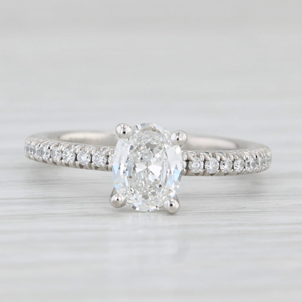 0.84ctw Oval Diamond Engagement Ring 950 Platinum Solitaire w/ Accents Sz 5 GIA