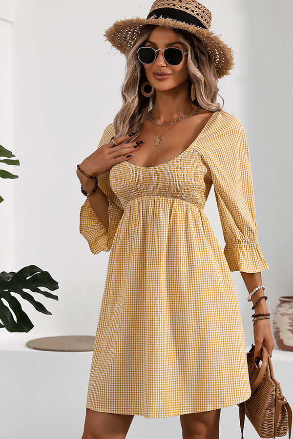 Smocked Bust Short Sleeve Mini Dress