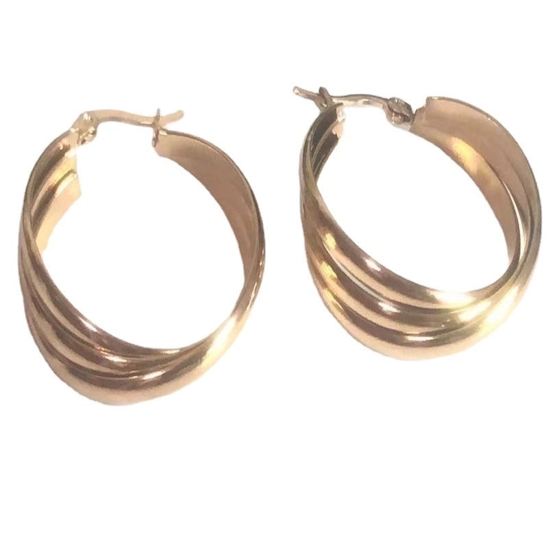 1 Pair Fashion Solid Color Plating 201 Stainless Steel 18K Gold Plated Earrings