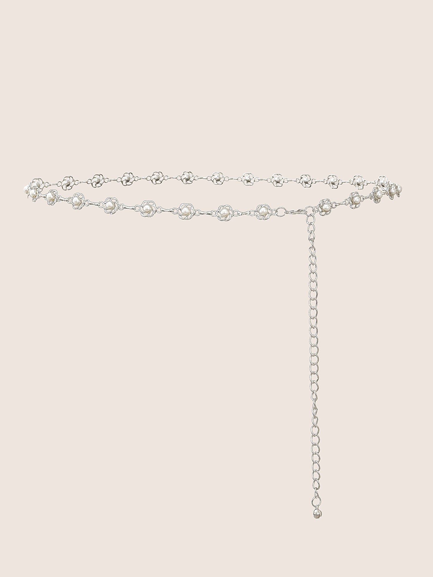 Floral Pearl Beaded Chain Belt