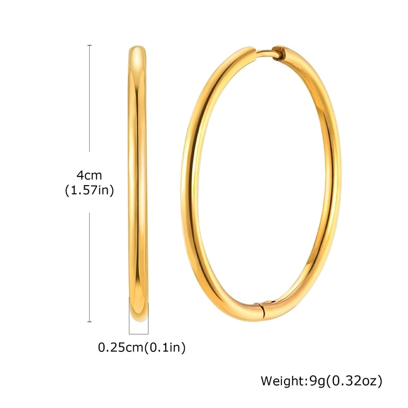 1 Pair Minimalist Solid Color Plating 304 Stainless Steel Hoop Earrings