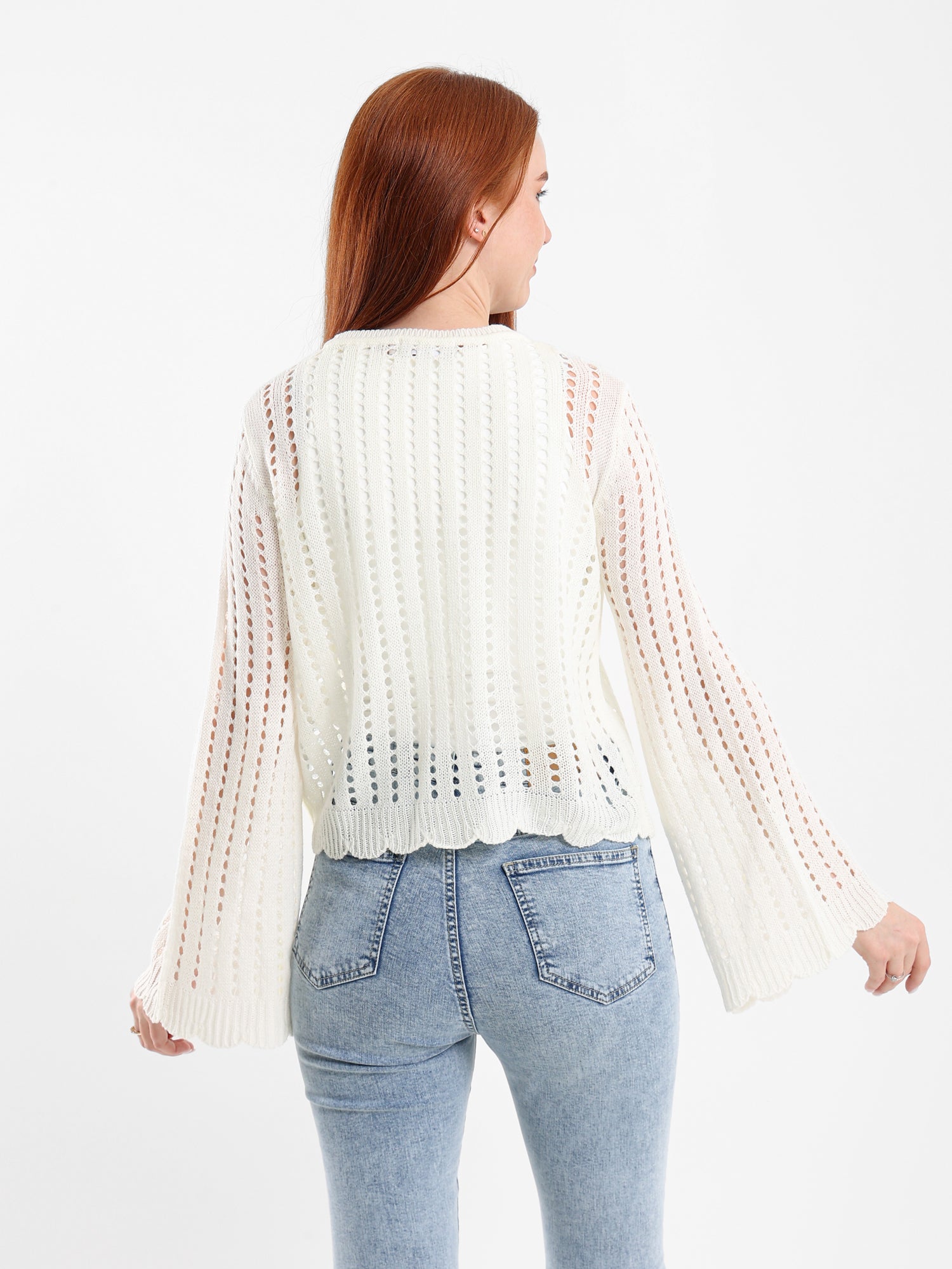 Cropped Openwork Tie-Front Cardigan