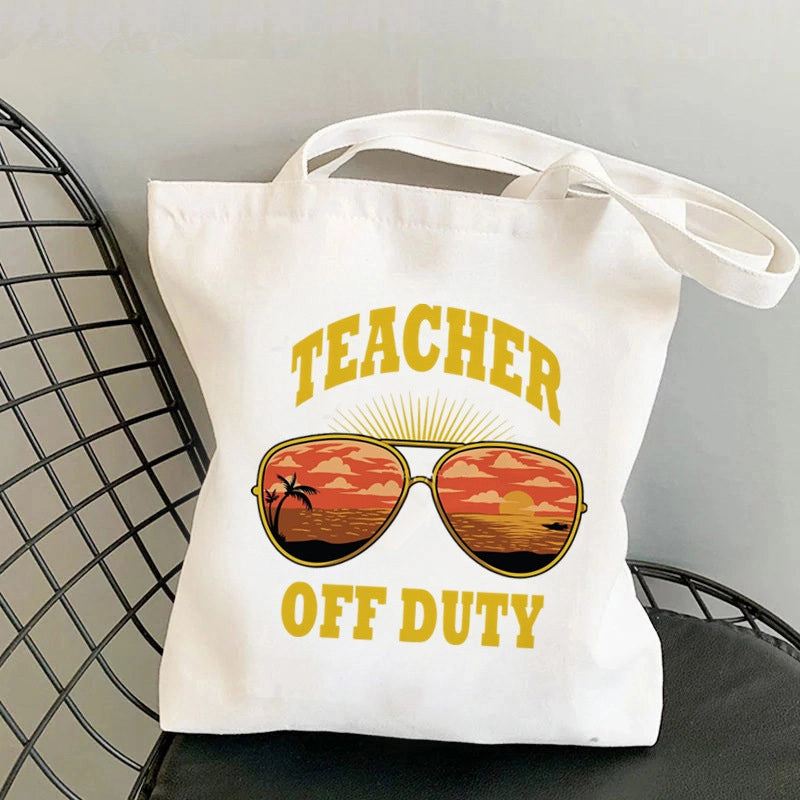 Hot Selling Kawaii Heart-shaped Printed Tote Bag For Teachers And Students One-shoulder Large Capacity White Cotton Bag