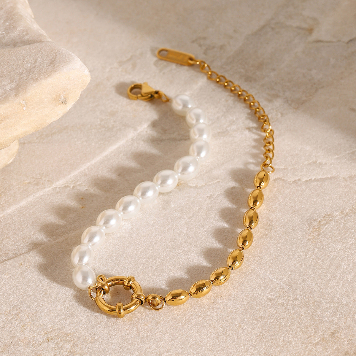 Stainless Steel Pearl Bracelet Niche Style Metal Chain Titanium Steel Bracelet