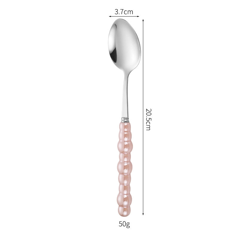 Ceramic Pearl Handle Stainless Steel Knife. Fork And Spoon Creative Light Luxury Western Food Hotel Steak Knife Dessert Spoon Tableware Suit